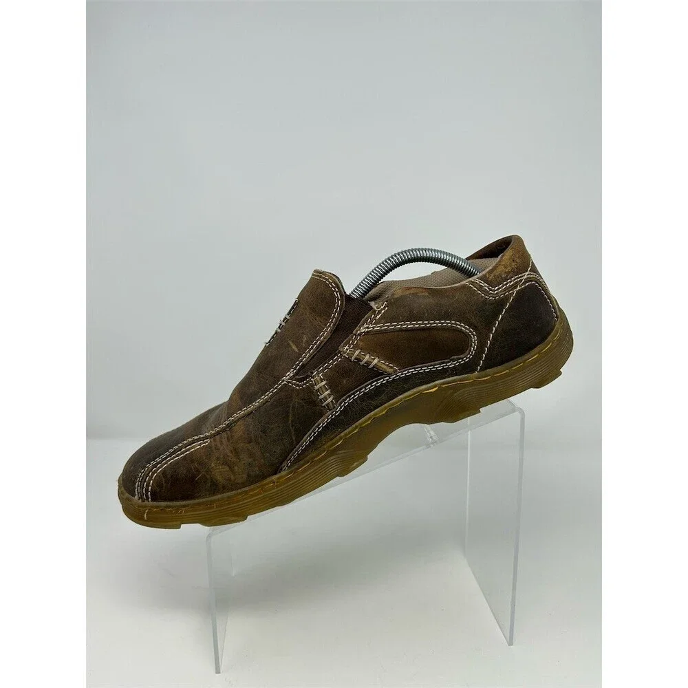 Dr. Martens Lance Men's Slip-On Casual Shoes Brown Contrast Stitching Size 12